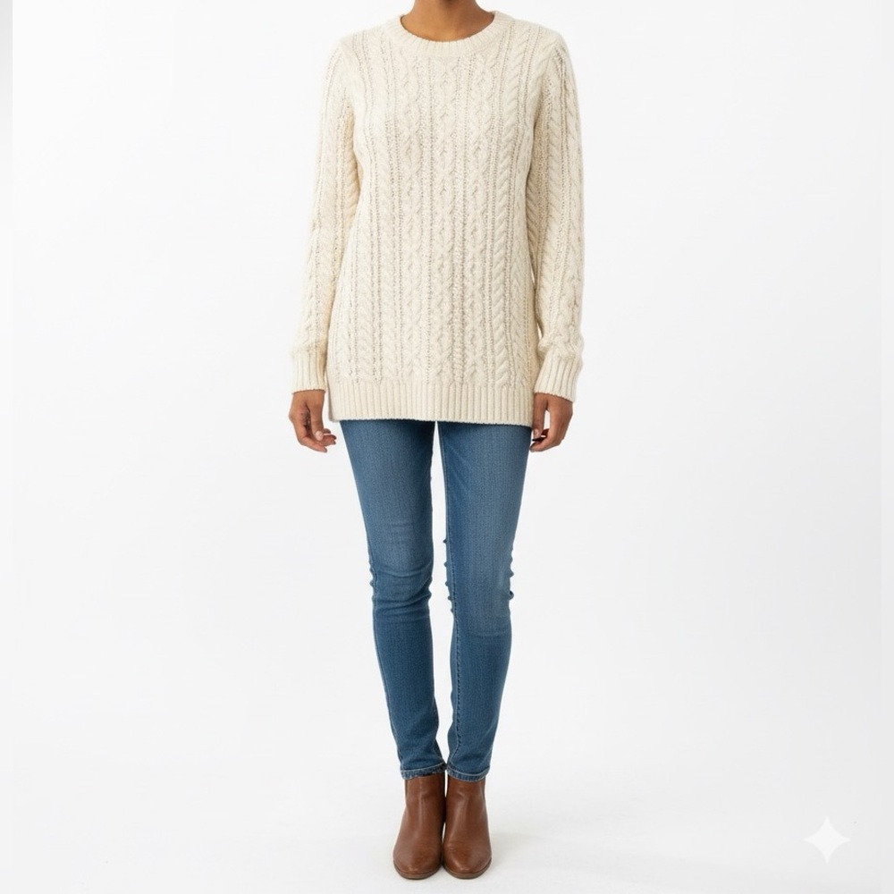NWT J.Jill Chenille Cable Knit Sweater Pullover Cozy Fall Sweater in Bone S - Picture 13 of 13